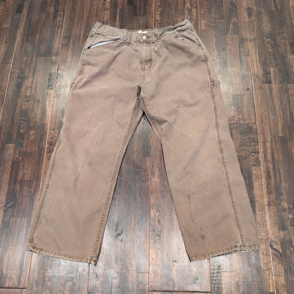 CE Schmidt Workwear Carpenter Pants‎ Brown Canvas Men's 34 x 28 Utility Pockets